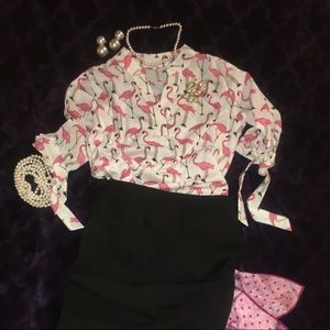 SOLD Cute Tunic Style Flamingo Printed Top